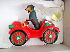 NEW 2011 The Danbury Mint Dachshund Delight Christmas Ornament Rockin Roadster picture