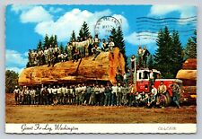 GIANT Fir Log Washington VINTAGE c1980s Continental Postcard 6x4