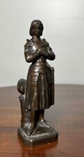 Joan of Arc Signed DSR Statue Antique French Bronzed Spelter Armorial Sculpture picture