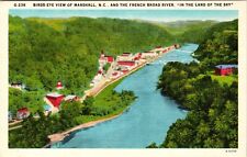 Marshall NC-North Carolina, Aerial View Broad River, Vintage Postcard picture