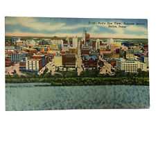 Postcard Bird's Eye View - Business section Dallas Texas Linen Unposted picture