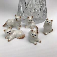 Miniature Ceramic Hand Painted Beautiful Cats ~ Set of 5 ~ Cat Animal Ornament picture