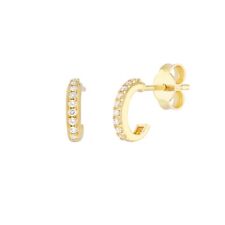 1/8tcw Diamonds Half Hoop Earrings Real 14K Yellow Gold 1.06 grams picture