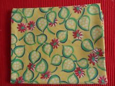 Vintage Fabric 1940-50's  Yellow w/ Green Leaves & Pink Flowers      39