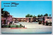 Riverside Travelodge Riverside California CA Old Cars Chrome c1950 Postcard picture