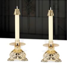 Set of 2 Ornamented Resin Altar Candlesticks Church or Sanctuary Use 6 1/2 In picture