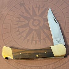 Jet Aer Corp Paterson NJ Knife Made In Japan Model G96 960 Lockback Wood Brass  picture