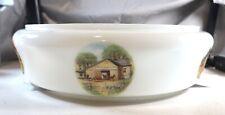 Vintage Ceiling Light Glass Shade 4 Country Scenes 14.25