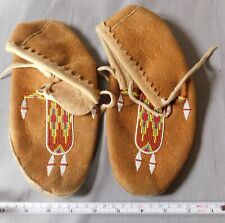 Antique Native American beaded moccasins Shoshone leather deerskin Bannock Crow picture