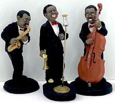 3 African American Jazz Musician Figurines Louis Armstrong Sax & Bass Figures picture