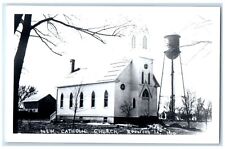 c1950's New Catholic Church Water Tower Rockford Iowa IA RPPC Photo Postcard picture