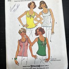 Vintage 1970s Simplicity 6976 Knit Pullover Tops Sewing Pattern 12-14 UNCUT picture