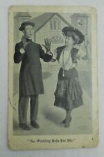 Antique 1907 Eckstone No Wedding Bells For Me Foreign Postcard PC1A picture