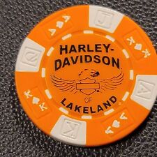 HD OF LAKELAND ~ FLORIDA (Orange AKQJ) Harley Davidson Poker Chip (CLOSED) picture