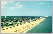 Greetings Rehoboth Beach Delaware Scenic Birds Eye View Chrome Postcard picture