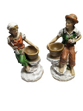 Vintage 1975 Universal Statuary Corp. Girl & Boy w/ Gathering Baskets #821 #823 picture