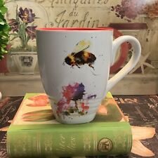 Dean Crouser/Demdaco~Large 4.75”H Mug~Bee/Florals~Watercolor Design~Red Inside~ picture