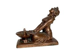 Antique Bronze Art Nouveau Lady Statue Incense Burner Weidlich Bros WB picture