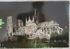 France Paris by Night Vintage Postcard Notre Dame RPPC Unposted picture