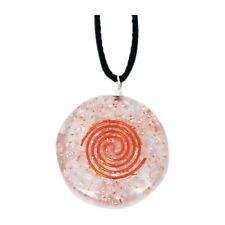 Round Orgonite Rose Quartz Pendant Necklace EMF Energy Jewelry Healing Crystals picture