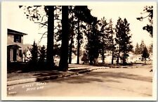 Street Scene Bend Oregon OR, Trees and Houses Real Photo RPPC Postcard picture