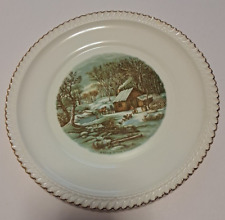 Harkerware Currier Ives  Gold Trim Plate : A Home In The Wilderness  10