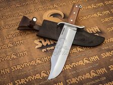 CUSTOM HANDMADE D2 STEEL HUNTING 8 MM BOWIE JOHN RAMBO KNIFE AND LEATHER SHEATH picture