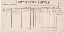 G.W.Railway Parcels Way Bill From Market Drayton to Audlem 1877-holes Rf 44961 picture