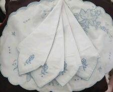 Set of 4 handmade oval embroidery placemats with 4 napkins textile art nouveau  picture