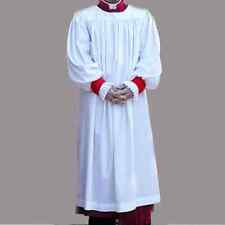 New Men's White Cotton Anglican Line Rochet Clergy Robe Preacher Quick Shipping picture