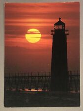 Postcard Lighthouse Grand Haven Michigan Sunset picture