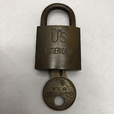 US GI Brass pad lock w/key, American brand, original, foot locker,  Vintage picture