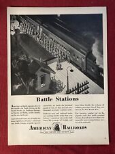 American Railroads “Battle Stations” WW2 1940’s Print Ad - Great To Frame picture