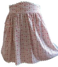 Vtg Cottage Handmade Half Apron Mid-Century 60s Pocket Red White Hearts & Floral picture