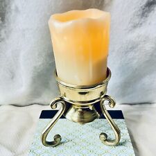 VTG Solid Brass Candle Holder 3 Footed Pedestal 6” picture