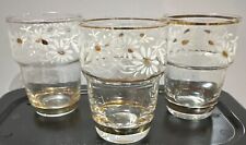 Vintage Daisy Hand-Painted Shot Glasses Dainty Gold & White Vintage Lot Of 3 picture