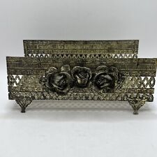 Vtg Matson Style Gold Tone Rose Filigree Ormulu Guest Towel Tissue Mail Holder picture