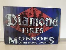 Diamond Tires - Monroe Sign - Metal - Aluminum - Vintage Gas & Oil picture