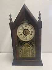 Small Jerome New Haven Steeple Clock With Reverse Painted Glass C.1850 picture