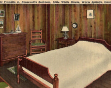 Vintage Linen Postcard Franklin D Roosevelt's Bedroom Warm Springs Georgia GA picture