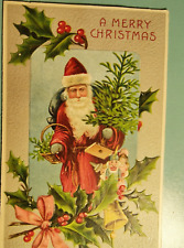 ANTIQUE SANTA POSTCARD EMBOSSSED 1908 GERMANY picture