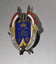 Vintage French Army 1st Dragoons Regiment Metal & Enamel Pocket Crest Badge  picture