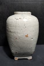 Chinese Glazed Stoneware Jar.  c. 1900s, Slight Green Color. Rustic, Vintage. picture
