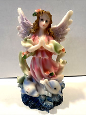 Praying Angel With Dolphins Rare Figurine 6
