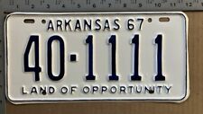 1967 Arkansas license plate 40 1111 YOM DMV Conway quadruple 1 13604 picture