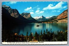 Postcard St Mary Lake Wild Goose Island Glacier National Park Montana c1970s UNP picture