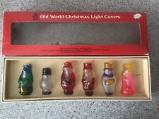 Vintage Old World Christmas Light Covers Glass Holiday Figures Set Of 6 Santa picture