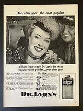 1946 Dr. Lyon's Tooth Powder Most Popular Smiling Woman B&W Vintage Print Ad picture