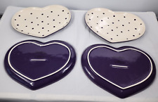 Temp-Tations Ovenware Old World purple polka dot heart shape luncheon plates picture