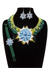 huichol art,3 pcs mexican women's necklace set,, chaquira beads picture